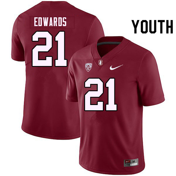 Youth #21 Scotty Edwards Stanford Cardinal College Football Jerseys Stitched Sale-Cardinal